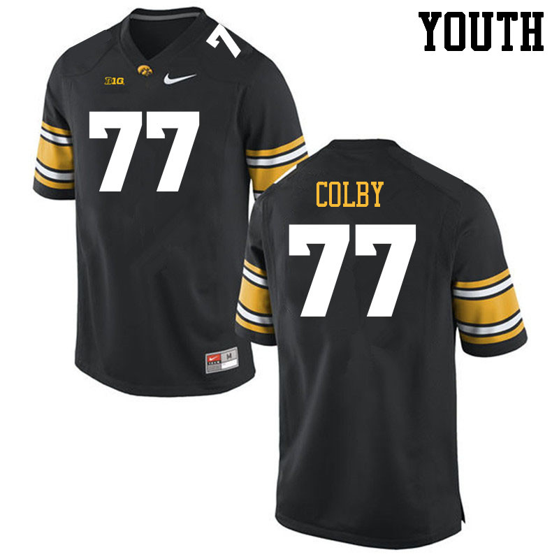 Youth #77 Connor Colby Iowa Hawkeyes College Football Jerseys Sale-Black